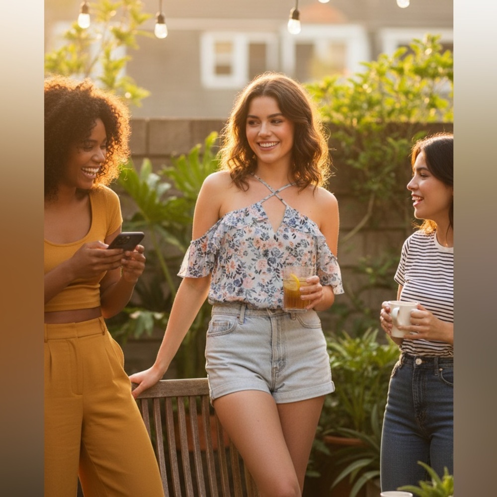 Lovers + Friends Floral Cold Shoulder Criss Cross Top